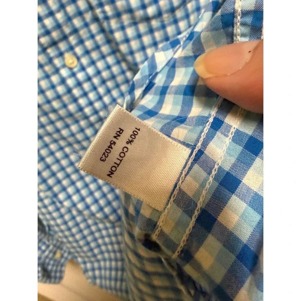 Banana Republic Blue White Gingham Button Down Shirt Mens XL Cotton Casual Soft